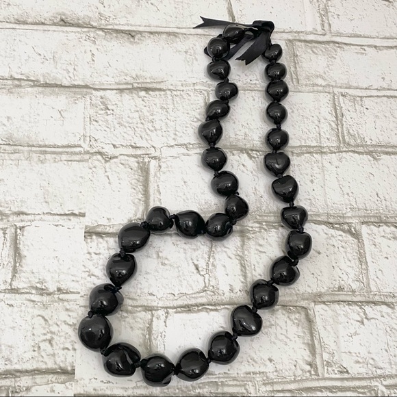 Kukui Nut HAWAIIAN Solid Black Lei 32” Necklace - Picture 2 of 7